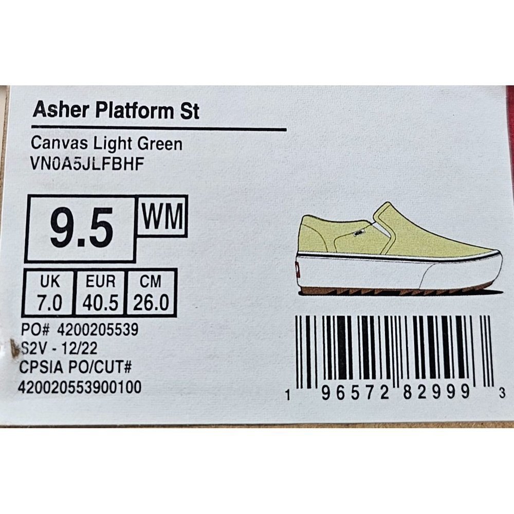 Vans Asher Platform St Canvas Light Green Women's Shoes Size 9.5 - Picture 11 of 11